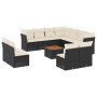 Set Divani da Giardino 12 pz con Cuscini Nero in Polyrattan