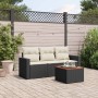 Set Divani da Giardino 4 pz con Cuscini Nero in Polyrattan