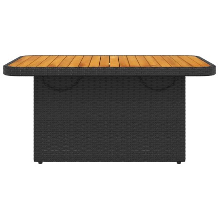 Tavolo da Giardino Nero 90x55x71cm in Polyrattan e Legno Acacia