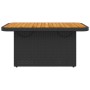 Tavolo da Giardino Nero 90x55x71cm in Polyrattan e Legno Acacia