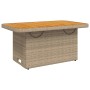 Tavolo da Giardino Beige 90x55x71cm Polyrattan e Legno Acacia