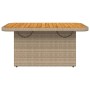 Tavolo da Giardino Beige 90x55x71cm Polyrattan e Legno Acacia