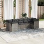 Set Divani da Giardino 7 pz con Cuscini Grigio in Polyrattan