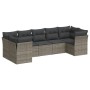 Set Divani da Giardino 7 pz con Cuscini Grigio in Polyrattan