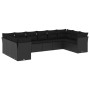 Set Divani da Giardino 10pz con Cuscini in Polyrattan Nero