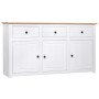 Credenza Bianca 135x40x80 cm in Legno Massello di Pino Panama