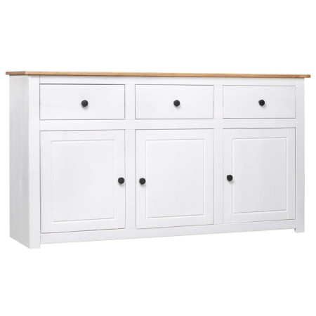 Credenza Bianca 135x40x80 cm in Legno Massello di Pino Panama