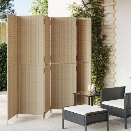 Divisorio per Ambienti a 6 Pannelli Beige in Polyrattan