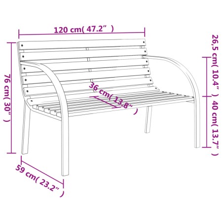 Panchina da Giardino 120 cm Grigia in Legno