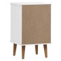 Comodino MOLDE Bianco 40x35x65 cm in Legno Massello di Pino