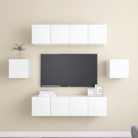 Set Mobili Porta TV 6 pz Bianco in Legno Multistrato