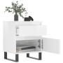 Comodini 2pz Bianco Lucido 40x35x50 cm in Legno Multistrato