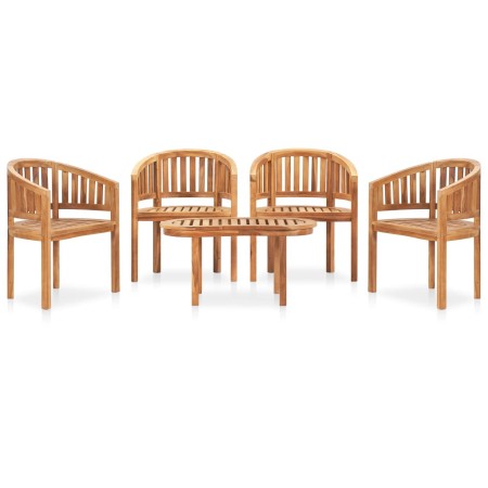 Set Salotto da Giardino 5 pz Design Curvo in Massello di Teak