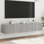 Mobili TV a Parete con Luci LED 2pz Grigio Sonoma 80x35x31 cm