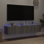 Mobili TV a Parete con Luci LED 2pz Grigio Sonoma 80x35x31 cm