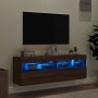 Mobili TV a Parete con Luci LED 2pz Rovere Marrone 60x30x40 cm