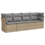Set Divano da Giardino 4 pz con Cuscini Beige in Polyrattan