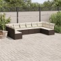 Set Divani da Giardino 10pz con Cuscini in Polyrattan Marrone