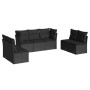 Set Divani da Giardino con Cuscini 7pz Nero Polyrattan