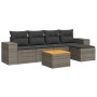 Set Divano da Giardino 6 pz con Cuscini Grigio in Polyrattan