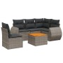 Set Divano da Giardino 6 pz con Cuscini Grigio in Polyrattan