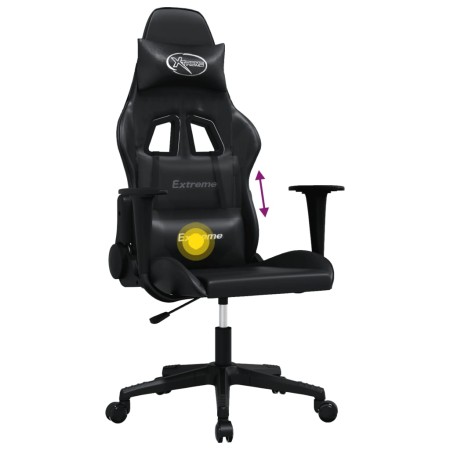 Sedia da Gaming Massaggiante Nera in Similpelle