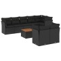 Set Divani da Giardino 9 pz con Cuscini Nero in Polyrattan