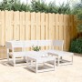 Set Salotto da Giardino 4 pz Bianco in Legno Massello di Pino