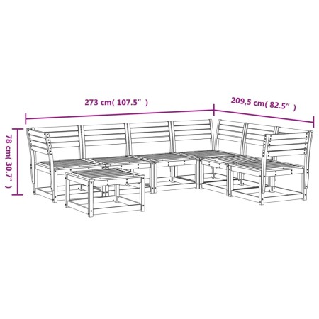 Set Salotto da Giardino 7 pz in Legno Massello di Pino