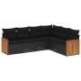 Set Divano da Giardino 6 pz con Cuscini Nero in Polyrattan