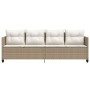Lettino Prendisole con Cuscini Beige in Polyrattan