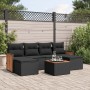 Set Divani da Giardino con Cuscini 7pz Nero Polyrattan