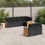 Set Divani da Giardino con Cuscini 7pz Nero Polyrattan