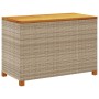 Contenitore Giardino Beige 110x55x63cm Polyrattan Legno Acacia