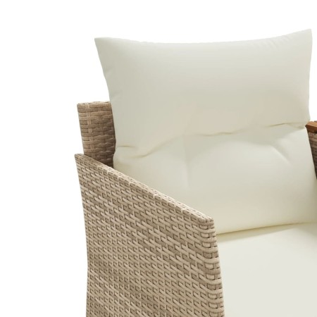 Divano da Giardino 2 Posti con Sgabelli Beige in Polyrattan