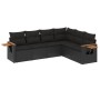 Set Divano da Giardino 6 pz con Cuscini Nero in Polyrattan