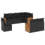 Set Divani da Giardino con Cuscini 8 pz Nero in Polyrattan