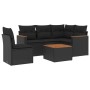 Set Divano da Giardino 6 pz con Cuscini Nero in Polyrattan