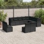 Set Divani da Giardino 12 pz con Cuscini Nero in Polyrattan