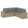 Set Divano da Giardino 5 pz con Cuscini Beige in Polyrattan