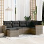 Set Divano da Giardino 6 pz con Cuscini Grigio in Polyrattan