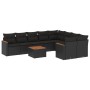 Set Divani da Giardino 10pz con Cuscini in Polyrattan Nero