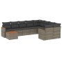 Set Divano da Giardino 10 pz con Cuscini Grigio in Polyrattan