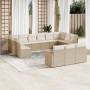 Set Divano da Giardino 13 pz con Cuscini Beige in Polyrattan