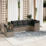 Set Divano da Giardino 6 pz con Cuscini Grigio in Polyrattan