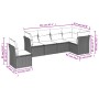 Set Divano da Giardino 6 pz con Cuscini Grigio in Polyrattan