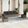 Set Divano da Giardino 6 pz con Cuscini Grigio in Polyrattan