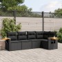 Set Divani da Giardino 5 pz con Cuscini in Polyrattan Nero