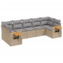 Set Divani da Giardino 7 pz con Cuscini Beige in Polyrattan