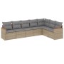 Set Divani da Giardino 7 pz con Cuscini Beige in Polyrattan